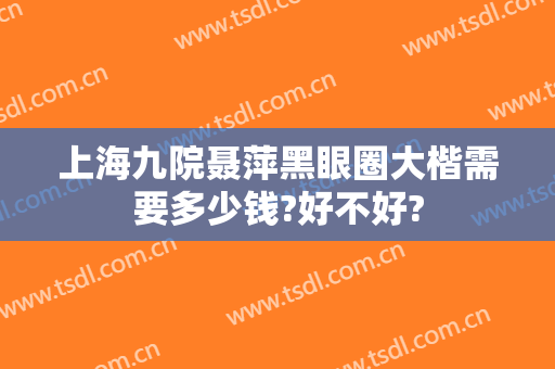 上海九院聂萍黑眼圈大楷需要多少钱?好不好?