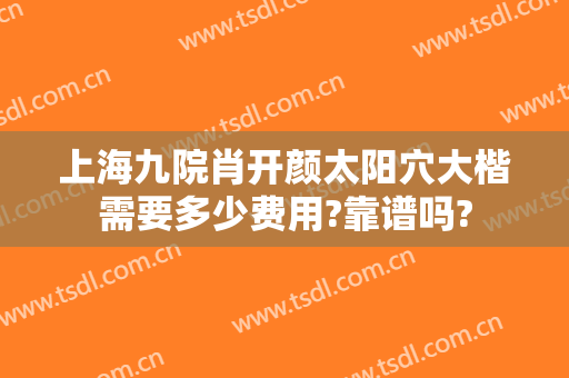 上海九院肖开颜太阳穴大楷需要多少费用?靠谱吗?
