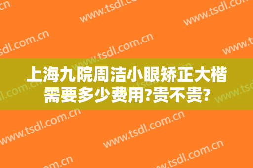 上海九院周洁小眼矫正大楷需要多少费用?贵不贵?