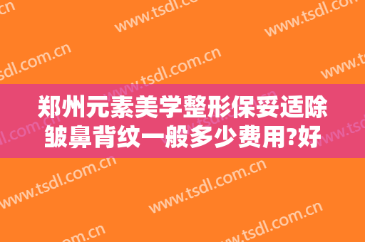 郑州元素美学整形保妥适除皱鼻背纹一般多少费用?好不好?