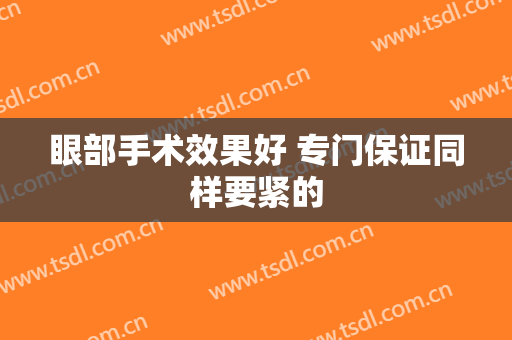 眼部手术效果好 专门保证同样要紧的
