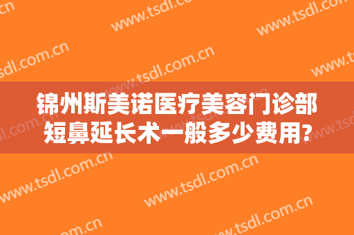 锦州斯美诺医疗美容门诊部短鼻延长术一般多少费用?有哪些优势?