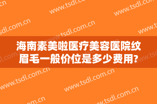 海南素美啦医疗美容医院纹眉毛一般价位是多少费用?怎么样?