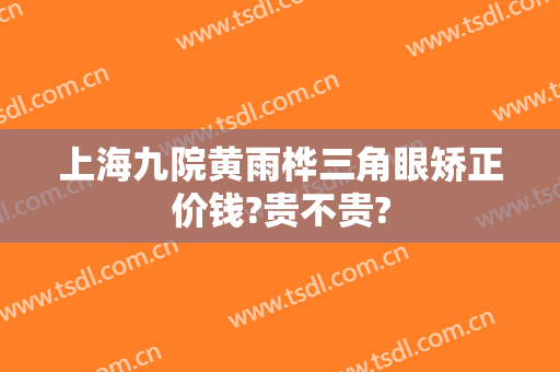 上海九院黄雨桦三角眼矫正价钱?贵不贵?