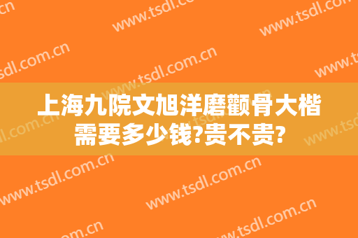 上海九院文旭洋磨颧骨大楷需要多少钱?贵不贵?