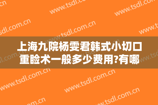 上海九院杨雯君韩式小切口重睑术一般多少费用?有哪些优势?