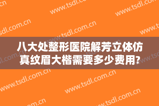 八大处整形医院解芳立体仿真纹眉大楷需要多少费用?可靠吗?