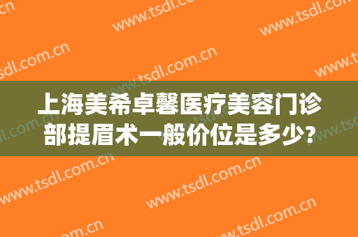 上海美希卓馨医疗美容门诊部提眉术一般价位是多少?贵不贵?(上海美希卓馨医疗美容门诊部案例)
