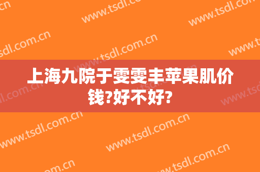 上海九院于雯雯丰苹果肌价钱?好不好?
