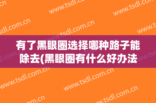 有了黑眼圈选择哪种路子能除去(黑眼圈有什么好办法去掉)