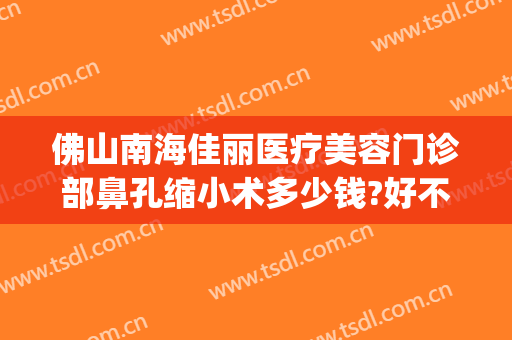 佛山南海佳丽医疗美容门诊部鼻孔缩小术多少钱?好不好?(佛山南海佳丽医疗美容怎么样)