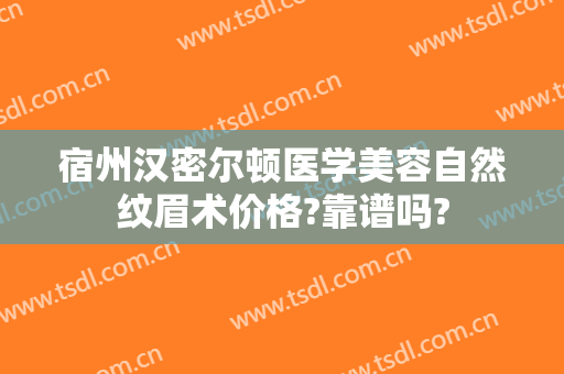 宿州汉密尔顿医学美容自然纹眉术价格?靠谱吗?
