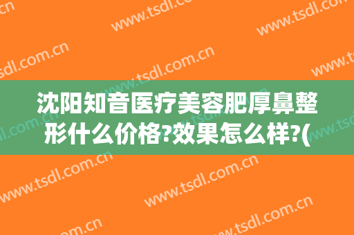 沈阳知音医疗美容肥厚鼻整形什么价格?效果怎么样?(沈阳鼻整形哪里好)