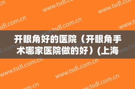 开眼角好的医院（开眼角手术哪家医院做的好）(上海做开眼角的医院)