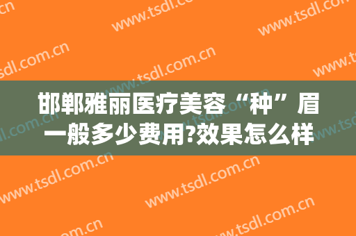 邯郸雅丽医疗美容“种”眉一般多少费用?效果怎么样?(邯郸哪里做眉毛好)