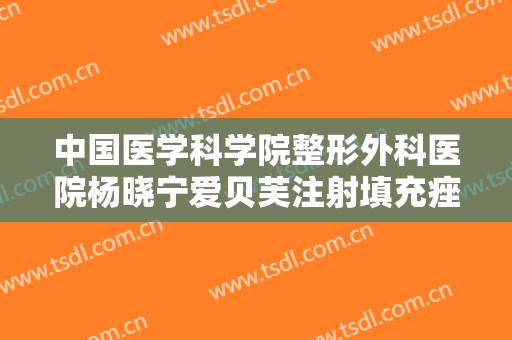 中国医学科学院整形外科医院杨晓宁爱贝芙注射填充痤疮瘢痕价钱?可靠吗?