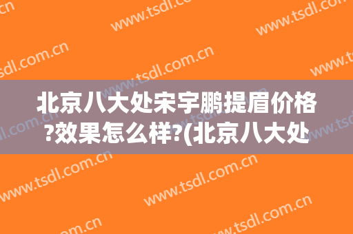 北京八大处宋宇鹏提眉价格?效果怎么样?(北京八大处的提眉手术)