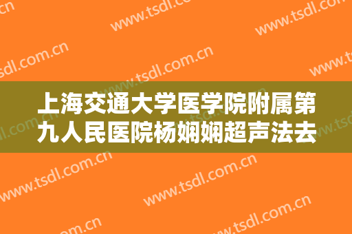 上海交通大学医学院附属第九人民医院杨娴娴超声法去黑眼圈价钱?有哪些优势?