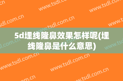 5d埋线隆鼻效果怎样呢(埋线隆鼻是什么意思)