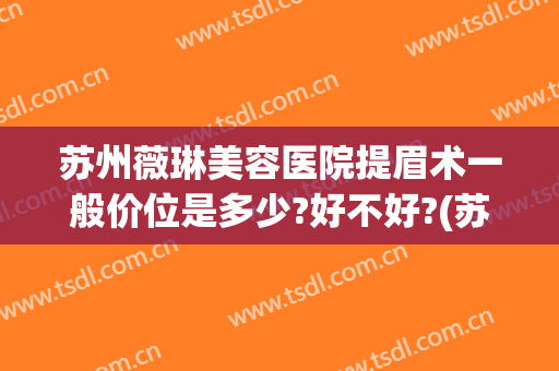 苏州薇琳美容医院提眉术一般价位是多少?好不好?(苏州薇琳整形医院招聘)