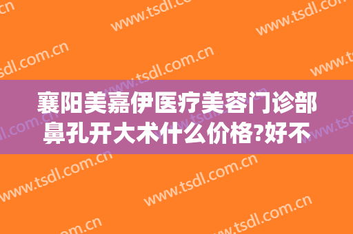 襄阳美嘉伊医疗美容门诊部鼻孔开大术什么价格?好不好?(襄阳哪家美容医院好)