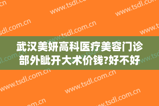 武汉美妍高科医疗美容门诊部外眦开大术价钱?好不好?(武汉美妍高科去眼袋怎么样)