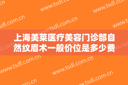 上海美莱医疗美容门诊部自然纹眉术一般价位是多少费用?有哪些优势?