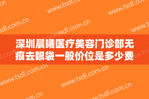 深圳晨曦医疗美容门诊部无痕去眼袋一般价位是多少费用?效果怎么样?