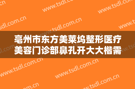 亳州市东方美莱坞整形医疗美容门诊部鼻孔开大大楷需要多少费用?效果怎么样?