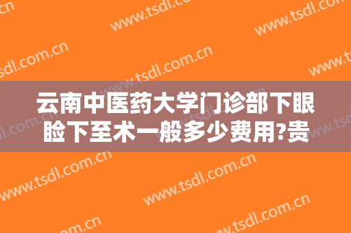 云南中医药大学门诊部下眼睑下至术一般多少费用?贵不贵?