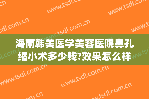 海南韩美医学美容医院鼻孔缩小术多少钱?效果怎么样?(做鼻孔缩小费用)