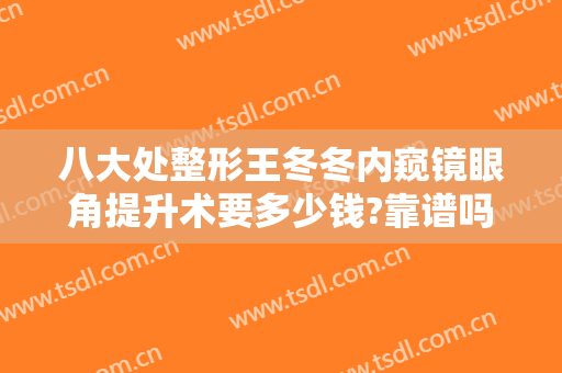 八大处整形王冬冬内窥镜眼角提升术要多少钱?靠谱吗?