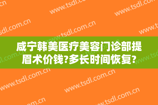 咸宁韩美医疗美容门诊部提眉术价钱?多长时间恢复?