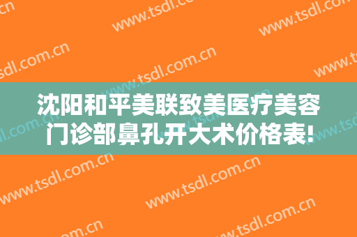 沈阳和平美联致美医疗美容门诊部鼻孔开大术价格表!效果怎么样?