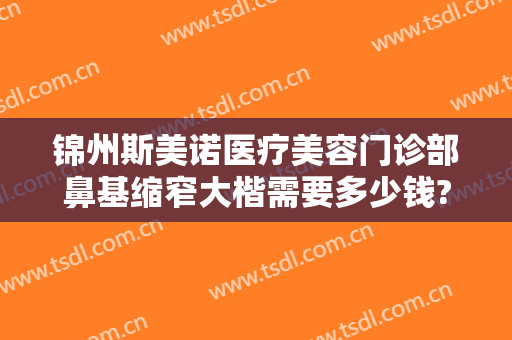 锦州斯美诺医疗美容门诊部鼻基缩窄大楷需要多少钱?有哪些优势?