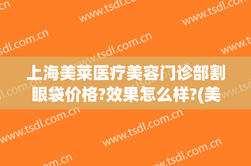 上海美莱医疗美容门诊部割眼袋价格?效果怎么样?(美莱眼袋手术多少钱)