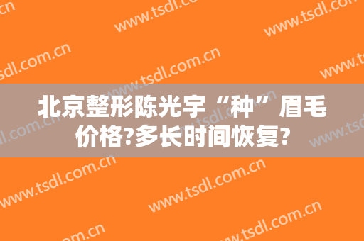北京整形陈光宇“种”眉毛价格?多长时间恢复?