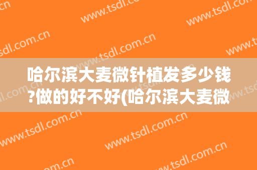 哈尔滨大麦微针植发多少钱?做的好不好(哈尔滨大麦微针植发地址)