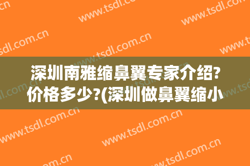 深圳南雅缩鼻翼专家介绍?价格多少?(深圳做鼻翼缩小哪家医院好)