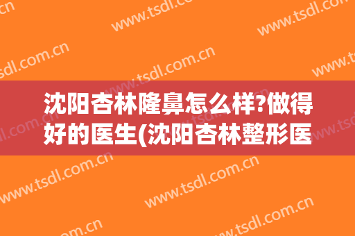 沈阳杏林隆鼻怎么样?做得好的医生(沈阳杏林整形医院做鼻子多少钱)