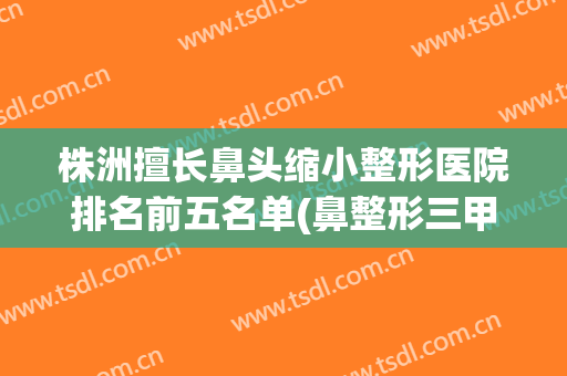 株洲擅长鼻头缩小整形医院排名前五名单(鼻整形三甲医院)
