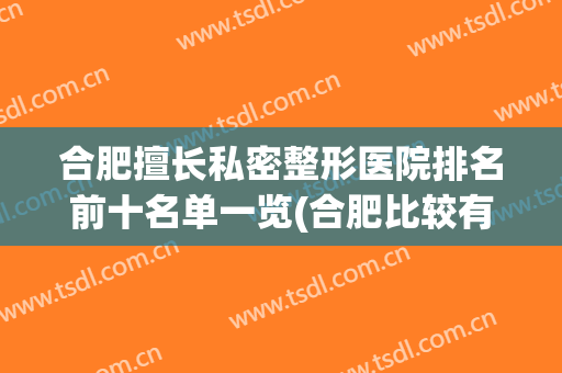 合肥擅长私密整形医院排名前十名单一览(合肥比较有名的整形医院)