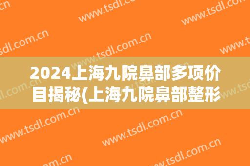 2024上海九院鼻部多项价目揭秘(上海九院鼻部整形价格)
