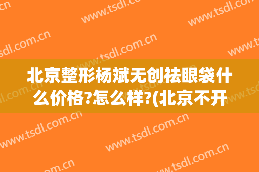 北京整形杨斌无创祛眼袋什么价格?怎么样?(北京不开刀祛眼袋)