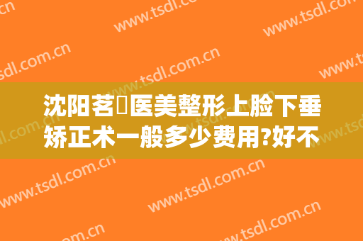 沈阳茗湲医美整形上脸下垂矫正术一般多少费用?好不好?(沈阳茗湲整形医院)