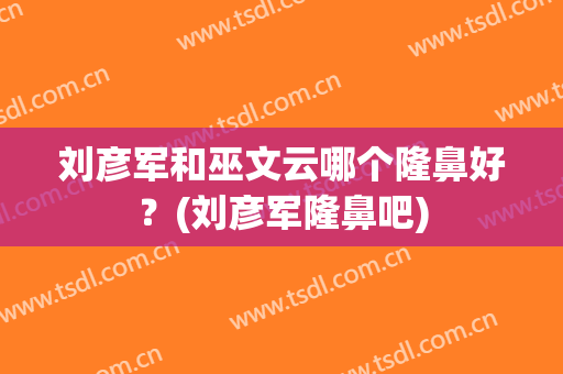 刘彦军和巫文云哪个隆鼻好？(刘彦军隆鼻吧)