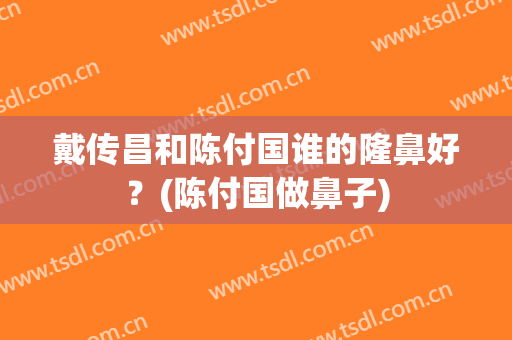 戴传昌和陈付国谁的隆鼻好？(陈付国做鼻子)