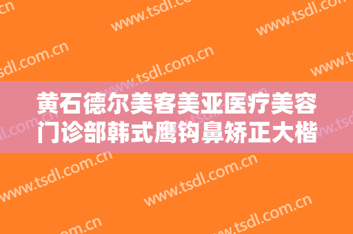 黄石德尔美客美亚医疗美容门诊部韩式鹰钩鼻矫正大楷需要多少费用?好不好?