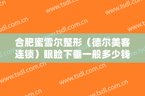合肥蜜雪尔整形（德尔美客连锁）眼睑下垂一般多少钱?效果怎么样?