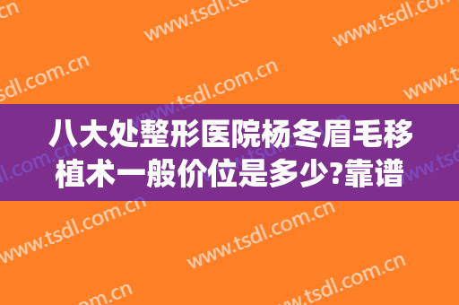 八大处整形医院杨冬眉毛移植术一般价位是多少?靠谱吗?(较好眉毛移植医院)